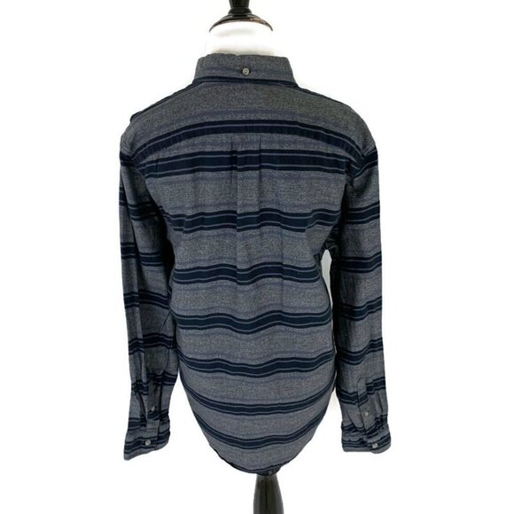 J. Crew Men's S Small Button Down Shirt "Workshirt" Striped Gray Blue Cotton - Picture 6 of 7